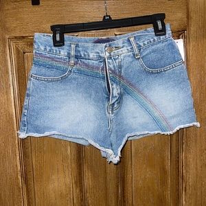 Rainbow jean shorts